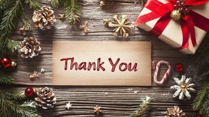 thank you card with red and white christmas theme