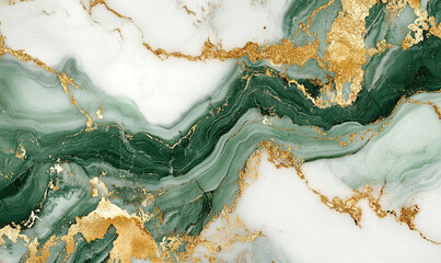Elegant Green Marble with Gold Veins and Natural Patterns