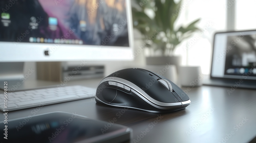 Aufkleber A multi-device mouse that can seamlessly switch between three connected devices.