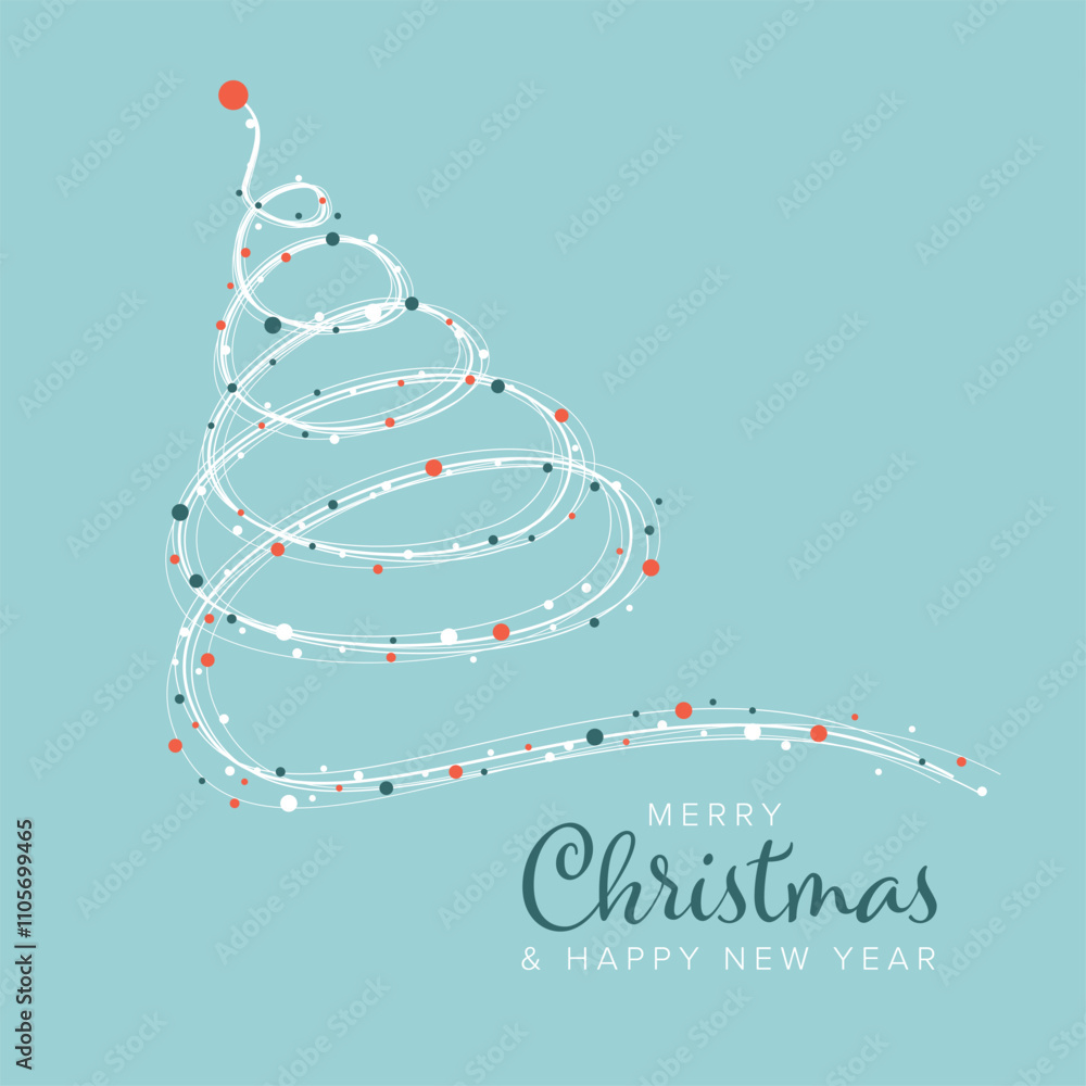 Poster simple modern merry christmas and happy new year card template with abstract pattern on christmas tr