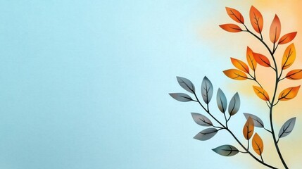 Vibrant Autumn Foliage with Contrasting Hues on Minimal Background