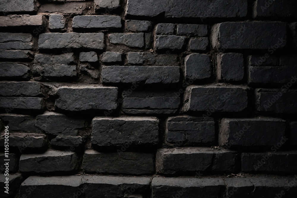 Poster close-up of black brickwork with subtle textures and shadows