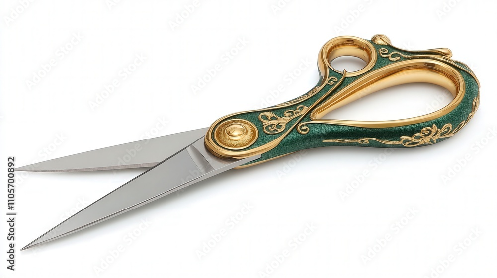 Poster a pair of fabric scissors with ultra-sharp blades that glide through fabric with ease. ideal for sew