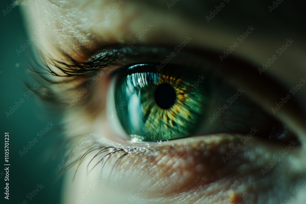 Poster this image captures a detailed close-up of a human eye, focusing on the intricate patterns and textu