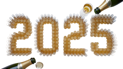 Celebrating new year 2025 with champagne toast