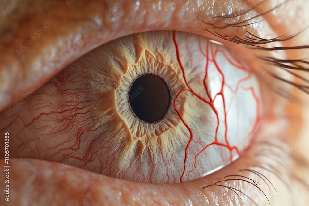 Poster this image captures the intricate veins and textures of a human eye in extreme close-up, highlightin