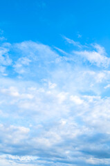 Blue sky landscape, stunning blue sky landscape scene with cumulus fluffy clouds