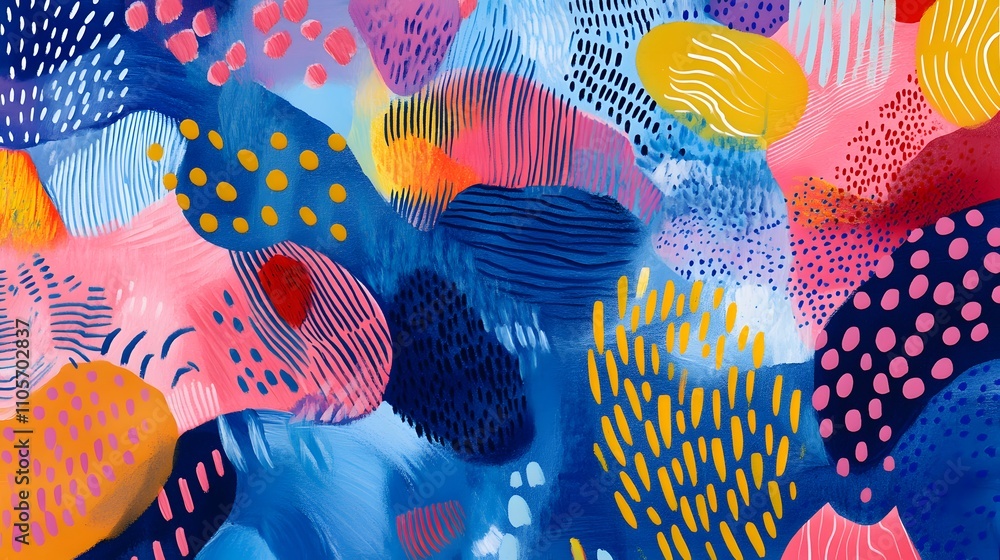 Aufkleber abstract colorful painting with diverse patterns