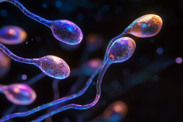 Sperm movement, macro, 3d