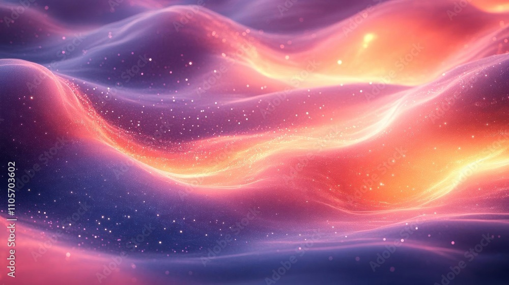 Poster radiant aurora patterns with glowing vibrant edges, soft shadow textures, and intricate gradients