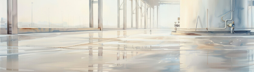 Inside the warehouse painting