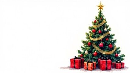 Christmas tree with gift boxes on a white background