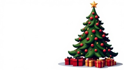 Christmas tree with gifts and decorations