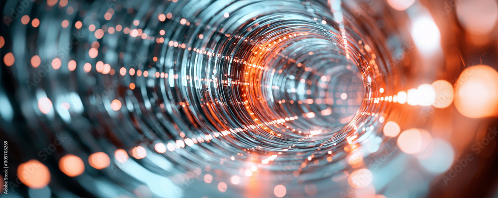 Poster ai generated visualization of futuristic technology tunnel abstract art digital realm high-tech envi