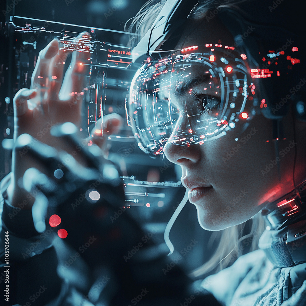 Poster ai generated futuristic interaction technology lab digital art cyber environment close-up view innov