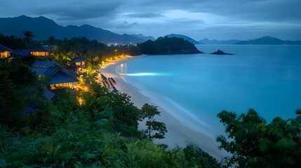 夜のビーチサイドレストラン