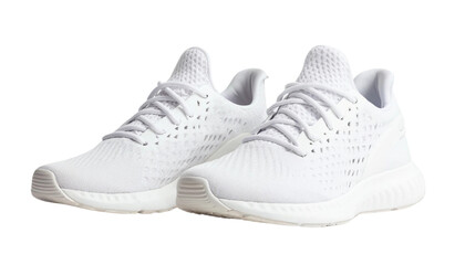 Modern White Athletic Sneakers on transparent Background