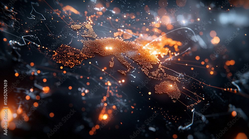 Poster ai-generated visualization of italy's infrastructure digital landscape data analysis technology aeri