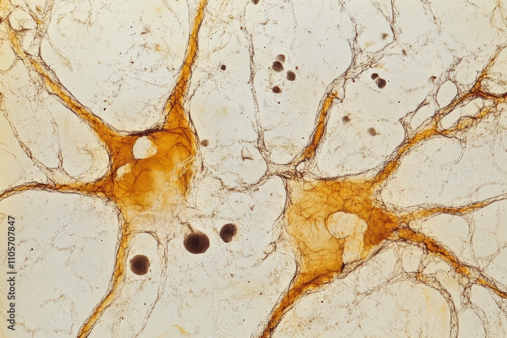 Poster this image showcases a close-up view of neurons, revealing their complex interconnections and unique