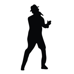 Man singer silhouette, man singing on mic, singer singing silhouette, vocalist singing to microphone