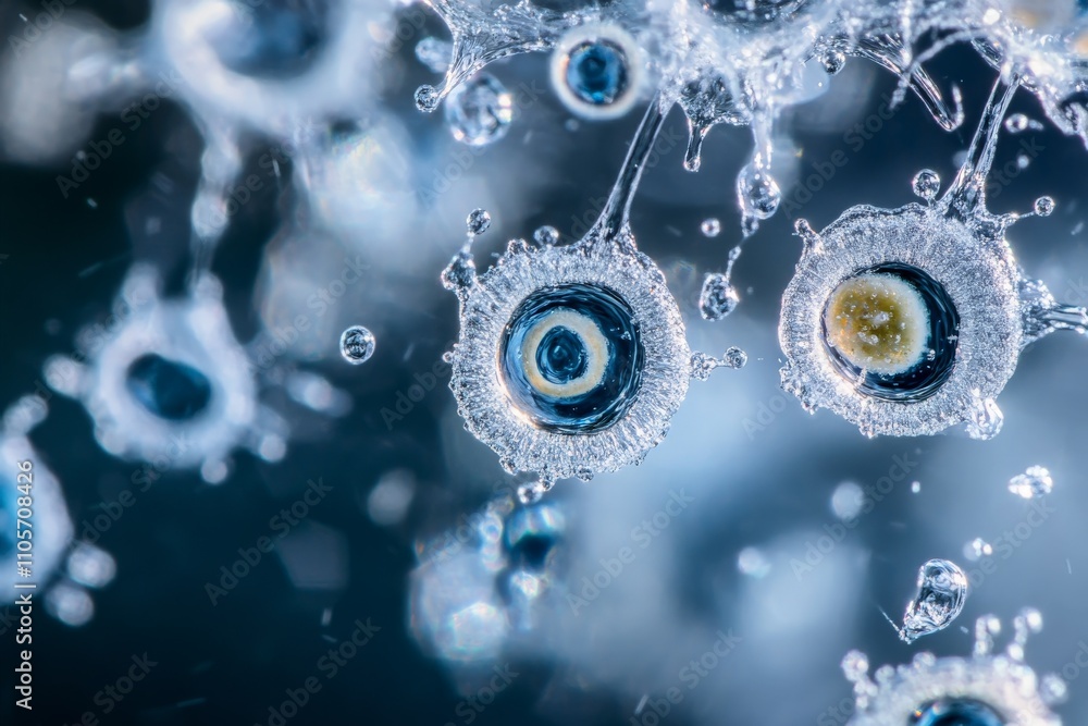Poster this image depicts an artistic representation of icy textures with striking radial formations result