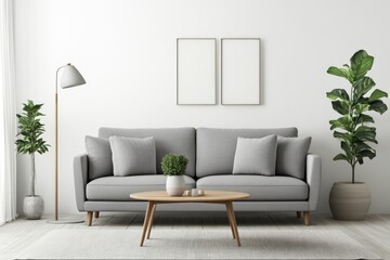 Modern Living Room Interior Design With Grey Sofa