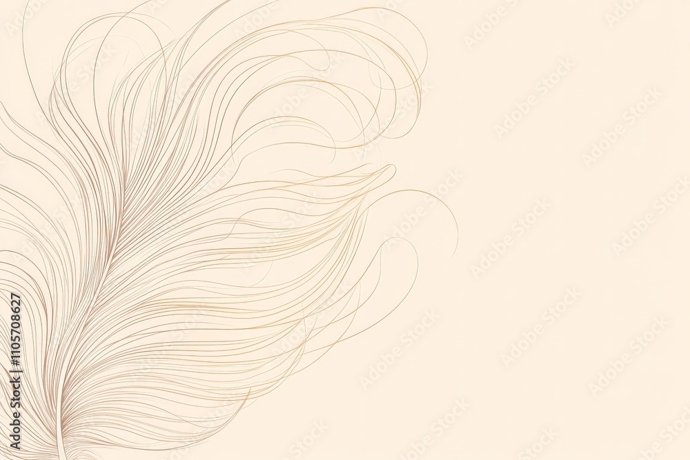Poster this artwork showcases flowing lines of a feather against a pastel background, representing grace an