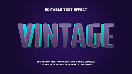 Editable Text Effect Vintage 3D Vector Template