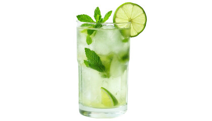 Refreshing Mojito Drink With Lime and Mint Over transparent Background