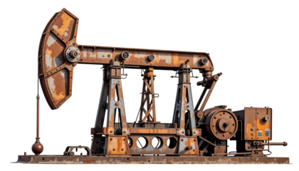 Rustic Oil Pump Jack on transparent Background