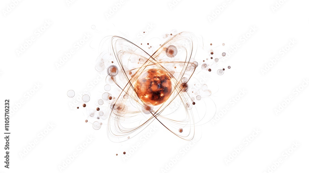 Poster abstract atom structure visualization with orbitals and electrons