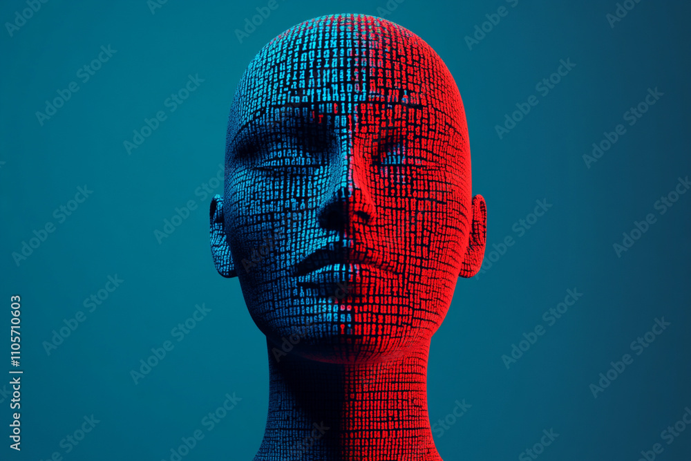 Poster ai generated human form abstract digital art futuristic environment technology concept close-up view