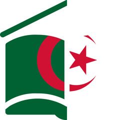 Algeria flag on Book with symbol icon
