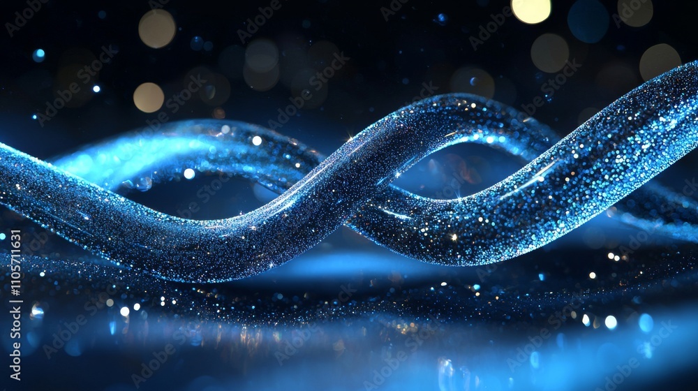 Poster with blue sparkles glittering on a dark background, this authentic bokeh light effect is displayed o