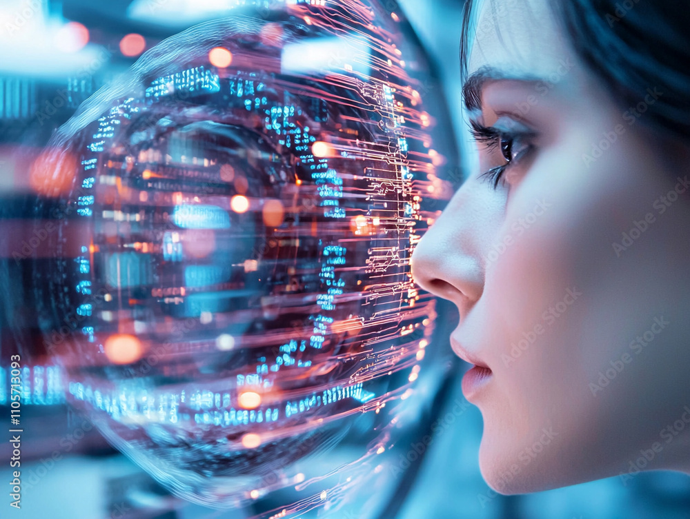 Poster ai generated insights exploring the intersection of technology and human perception in a futuristic 