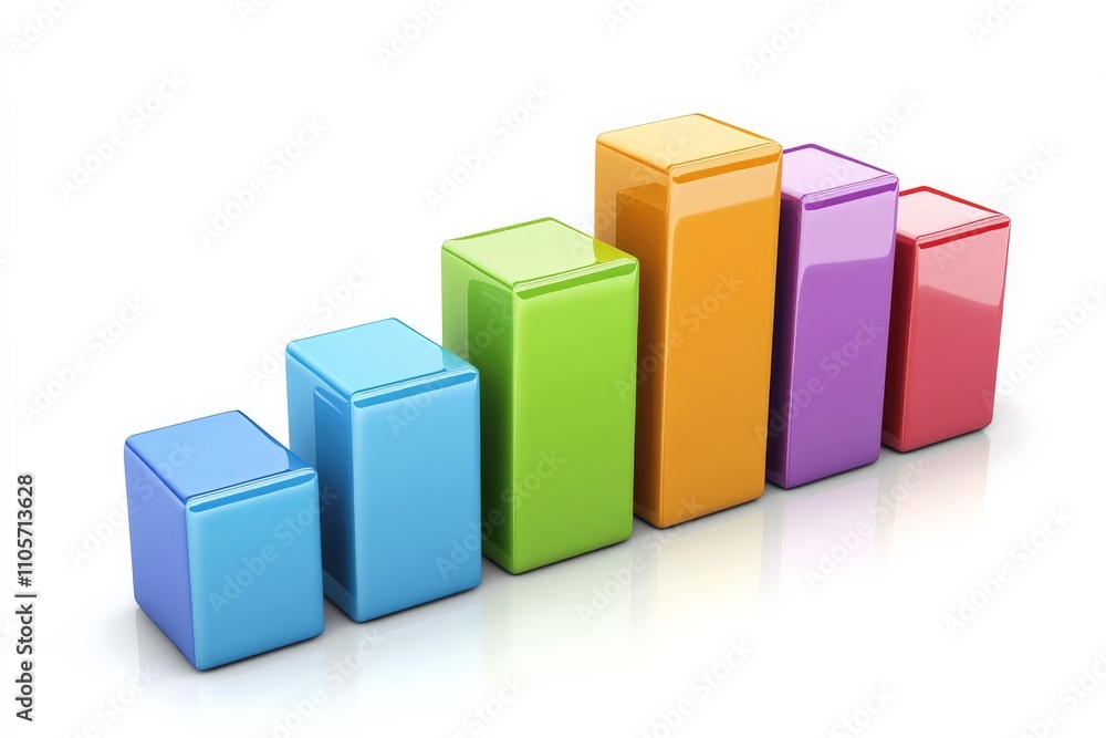 Aufkleber This image features a series of colorful, ascending bars, symbolizing growth and progress in a systematic and visually appealing abstract representation.