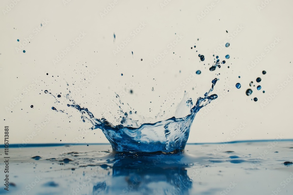 Poster A stunning capture of a water splash creates a crown-like shape against a simple background, symbolizing movement and stillness in perfect harmony.