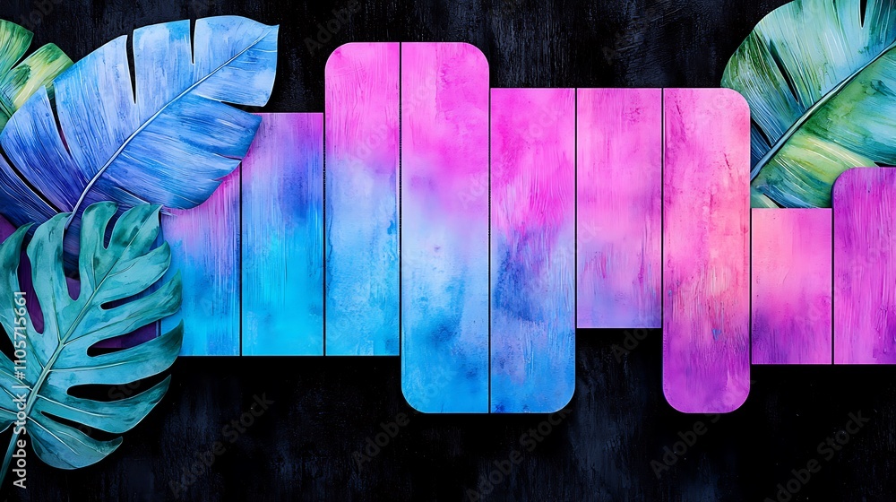 Aufkleber dynamic watercolor art displaying fusion of vibrant colors and leafy textures for visual impact in m