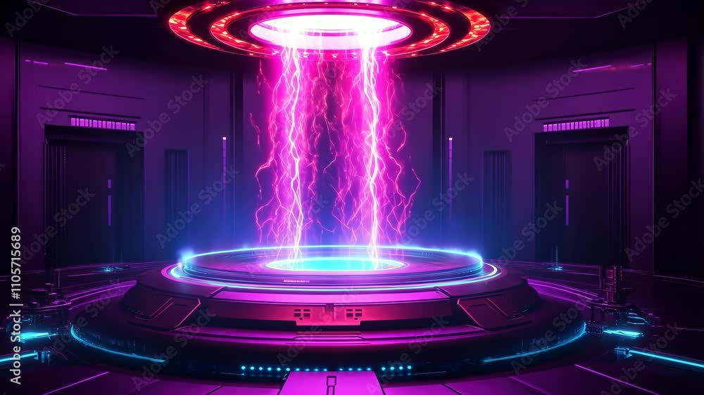 Poster quantum core technology and abstract digital waves of the future