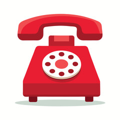 A red phone with a white background. The phone is on the left side of the image