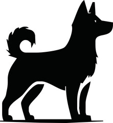 Vector silhouette of dog on white background