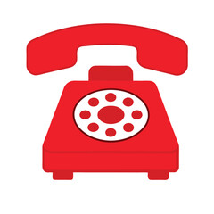 A red phone with a white background. The phone is on the left side of the image
