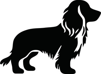 Vector silhouette of dog on white background