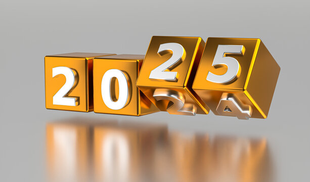 New year holiday concept. Cubes with number 2025 replace 2024 - Powered by Adobe