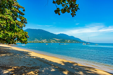 Beach in the urban area on the island of Ilhabela on the north coast of Sao Paulo