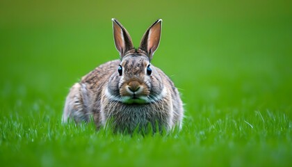 Fototapeta premium Bunnies in Grassland: charming and natural.