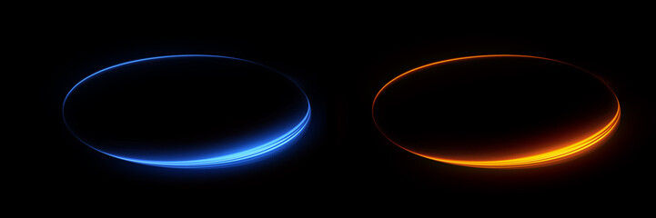 Versus round blue and red glow rays night scene. Light effect podium. .Beam stage. Magic fantasy portal. Futuristic teleport. Vivid curls. Versus battle