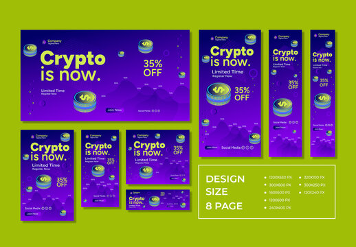 Crypto Currency Web Banner Set Template