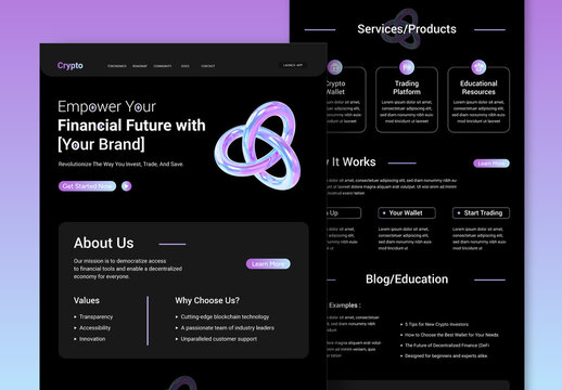 Crypto Website Landing Page Design