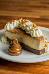 dessert with dulce de leche chocolate and cream